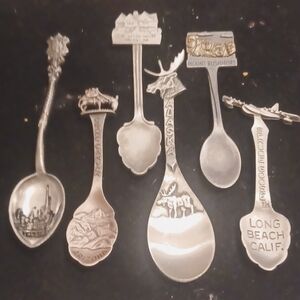 Six pewter miniature spoons